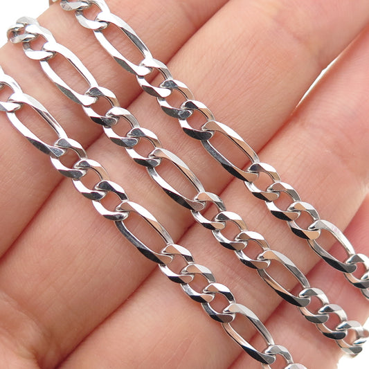 P. LUX 925 Sterling Silver Italy Figaro Chain Necklace 20"
