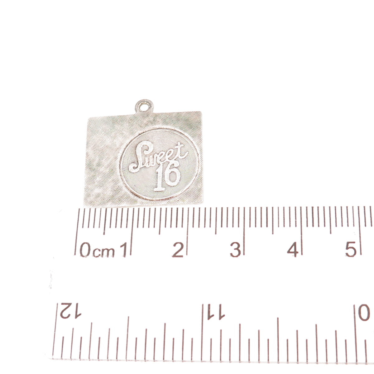 925 Sterling Silver Vintage Sweet 16 Oxidized Charm Pendant
