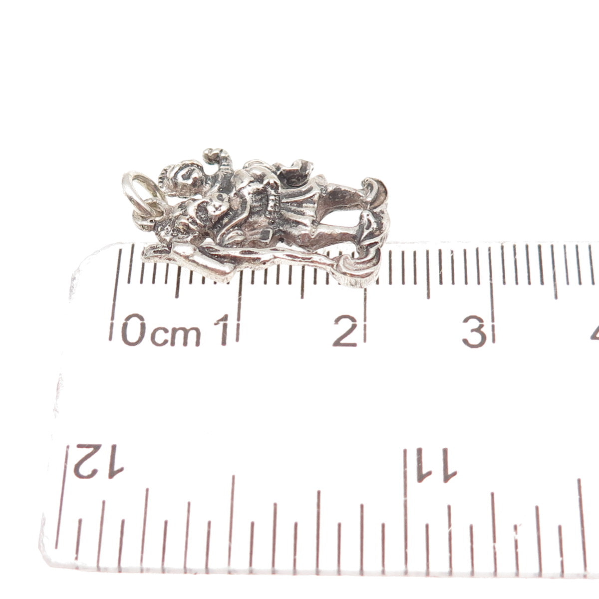 835 Silver Antique Art Deco Germany Saint Christopher Oxidized Charm Pendant