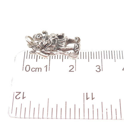 835 Silver Antique Art Deco Germany Saint Christopher Oxidized Charm Pendant