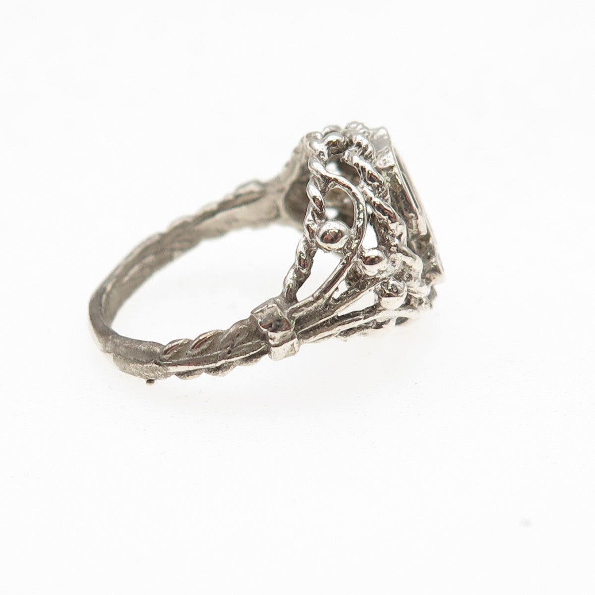 925 Sterling Silver Vintage Letter D Initial Oxidized Ring Size 5.5