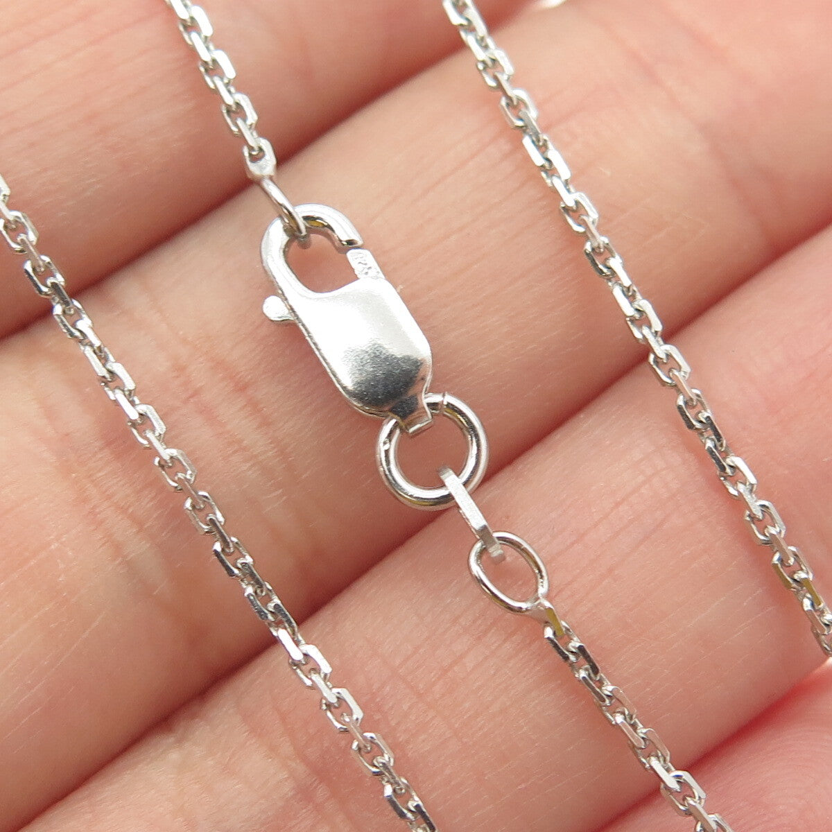 925 Sterling Silver Round-Cut C Z Baby Shoe Cable Chain Necklace 16"
