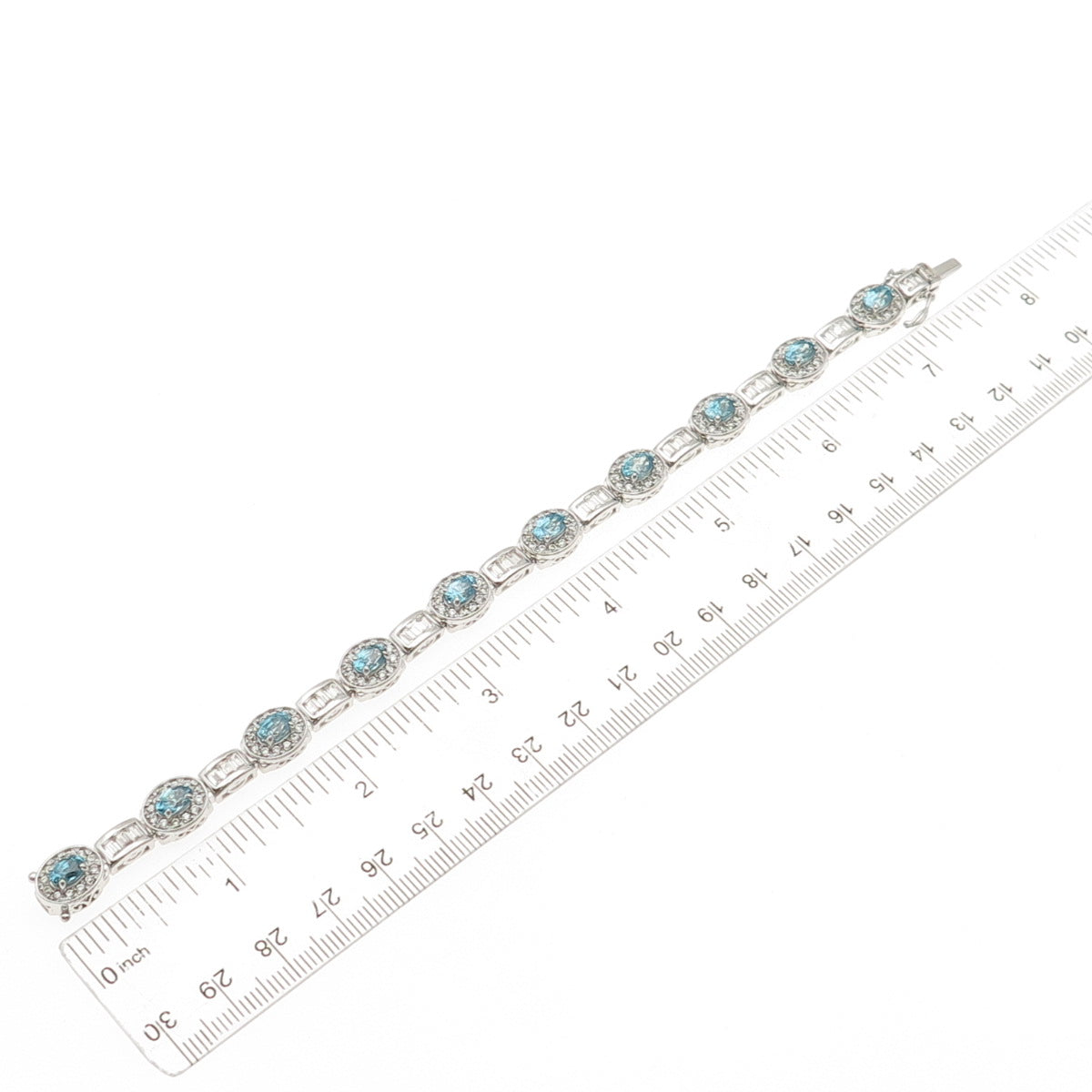 Carol Brodie MLD 925 Sterling Silver Real Blue & White Topaz Bracelet 7.25"