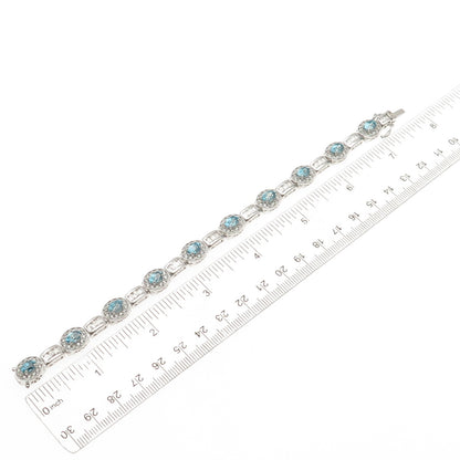 Carol Brodie MLD 925 Sterling Silver Real Blue & White Topaz Bracelet 7.25"