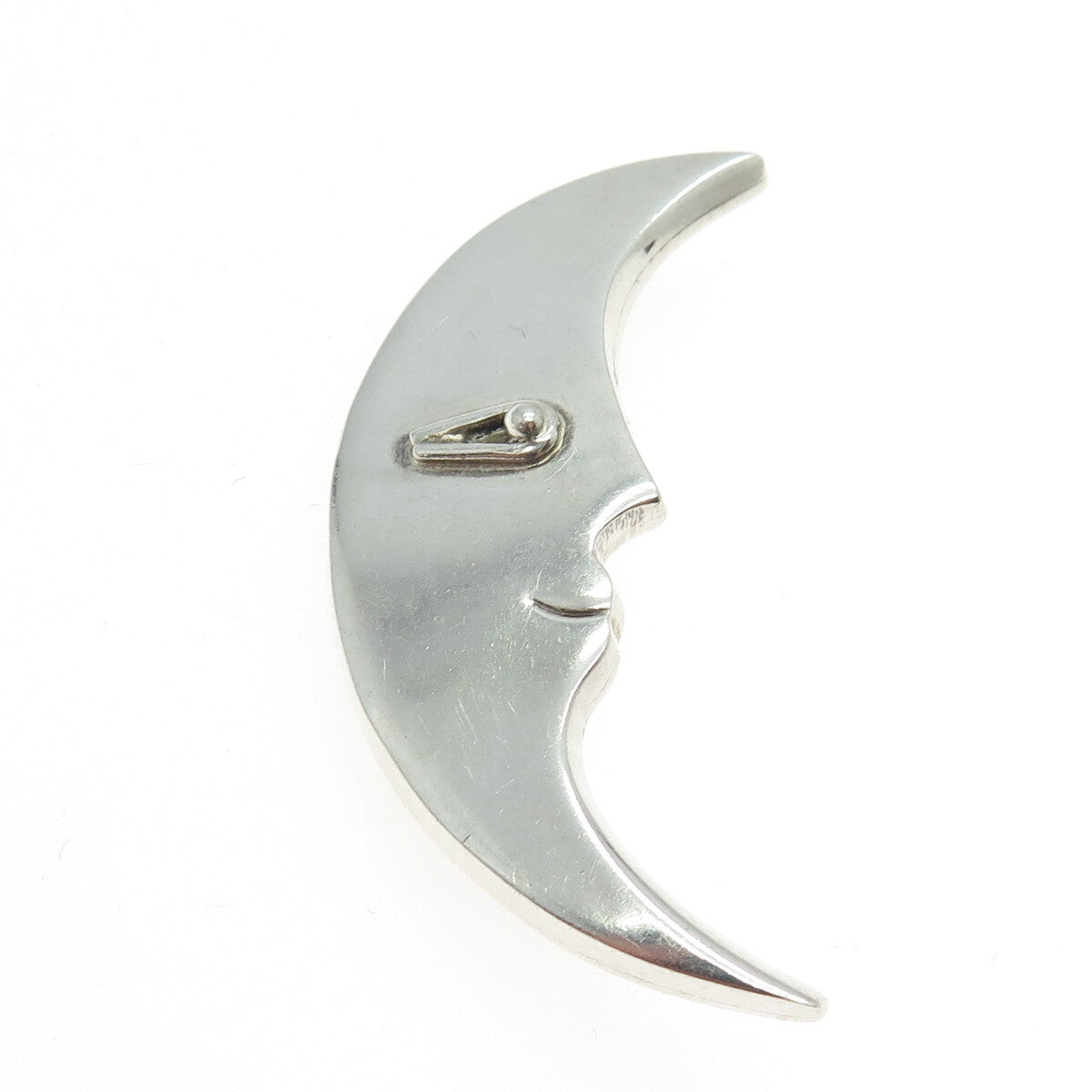 925 Sterling Silver Vintage Mexico Crescent Moon Modernist Pin Brooch