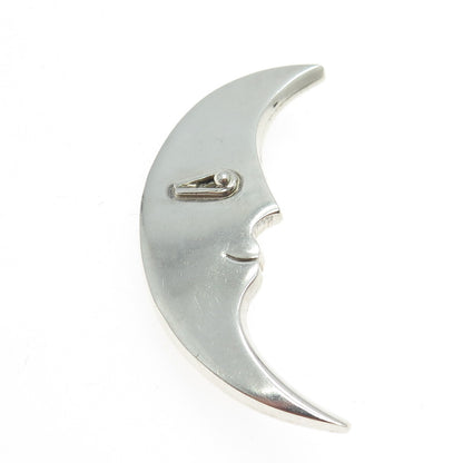 925 Sterling Silver Vintage Mexico Crescent Moon Modernist Pin Brooch