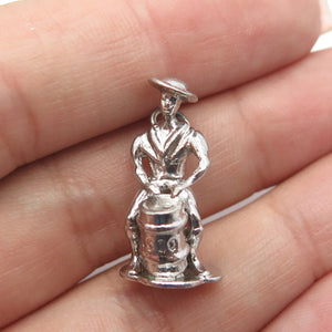 925 Sterling Silver Vintage Musician Drummer Pendant