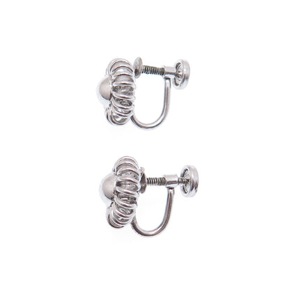 925 Sterling Silver Antique Art Deco Spiral Flower Screw Back Earrings