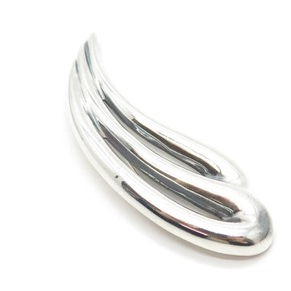 925 Sterling Silver Vintage Zina Ribbed Pin Brooch