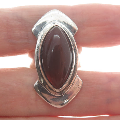 925 Sterling Silver Vintage Real Carnelian Modernist Arrow Ring Size 9