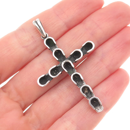 925 Sterling Silver Vintage Skull Cross Oxidized Pendant