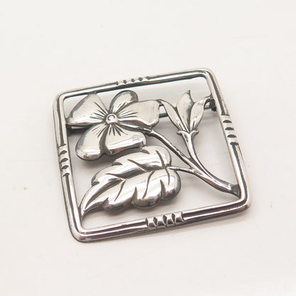 925 Sterling Silver Vintage Floral Leaf Pin Brooch