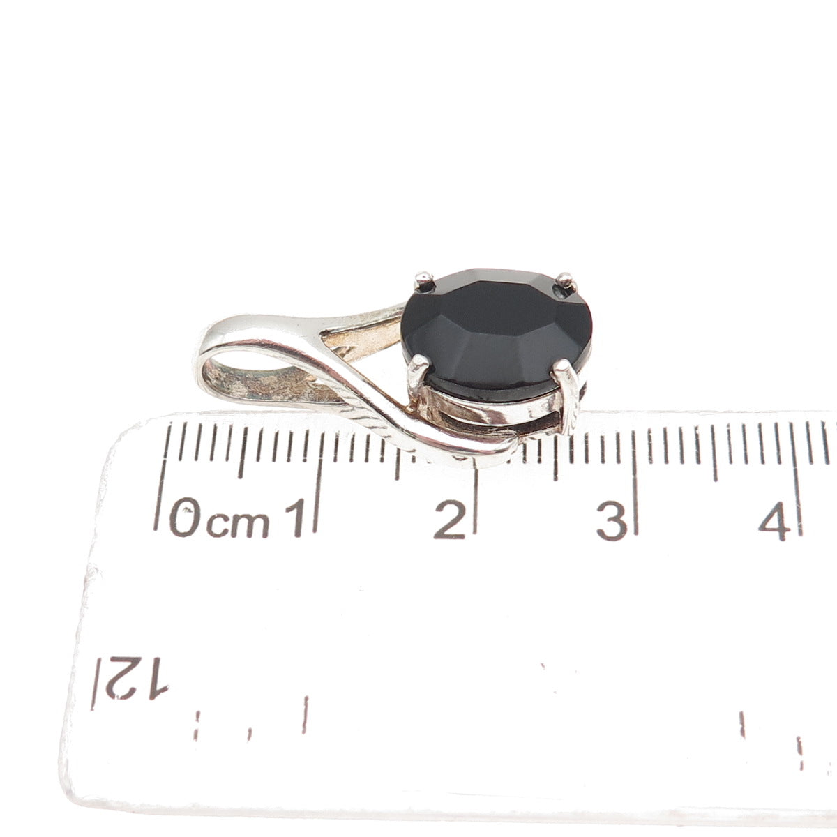 925 Sterling Silver Vintage Real Black Onyx Teardrop Charm Pendant