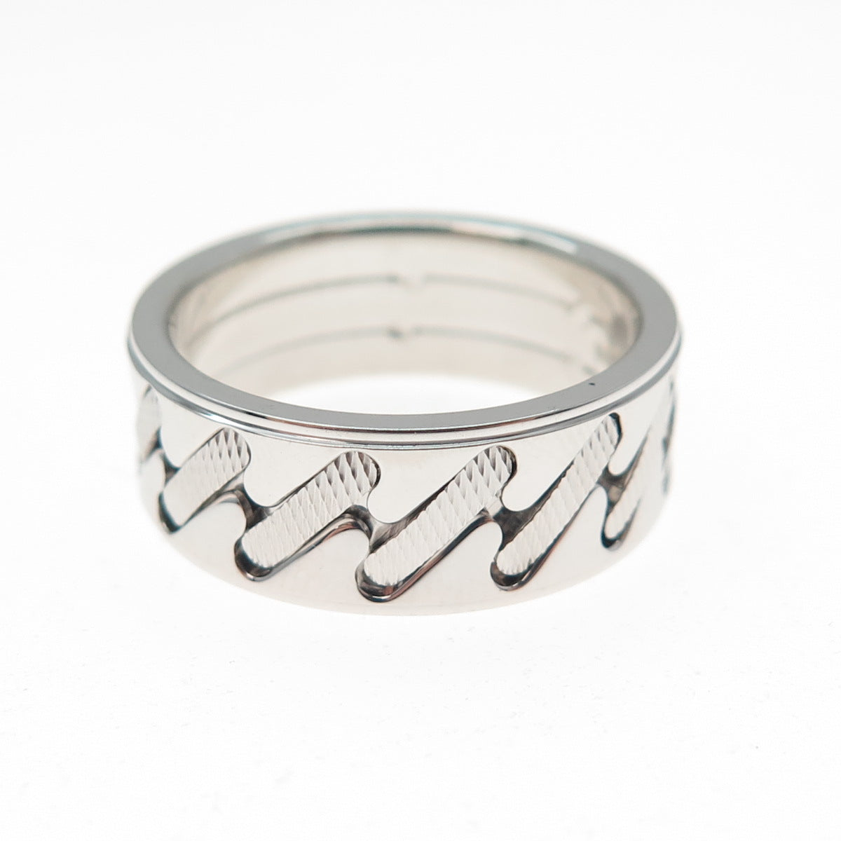 NEOS 925 Sterling Silver Textured Sewing Stitches Band Ring Size 8.25