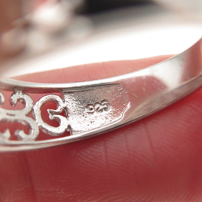 925 Sterling Silver Swirl Heart Ornate Ring Size 8
