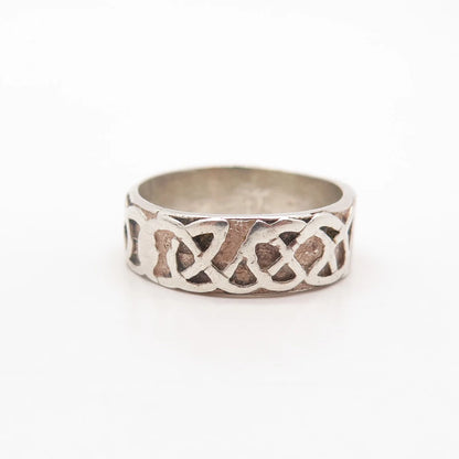 925 Sterling Silver Vintage Celtic Band Ring Size 6.25