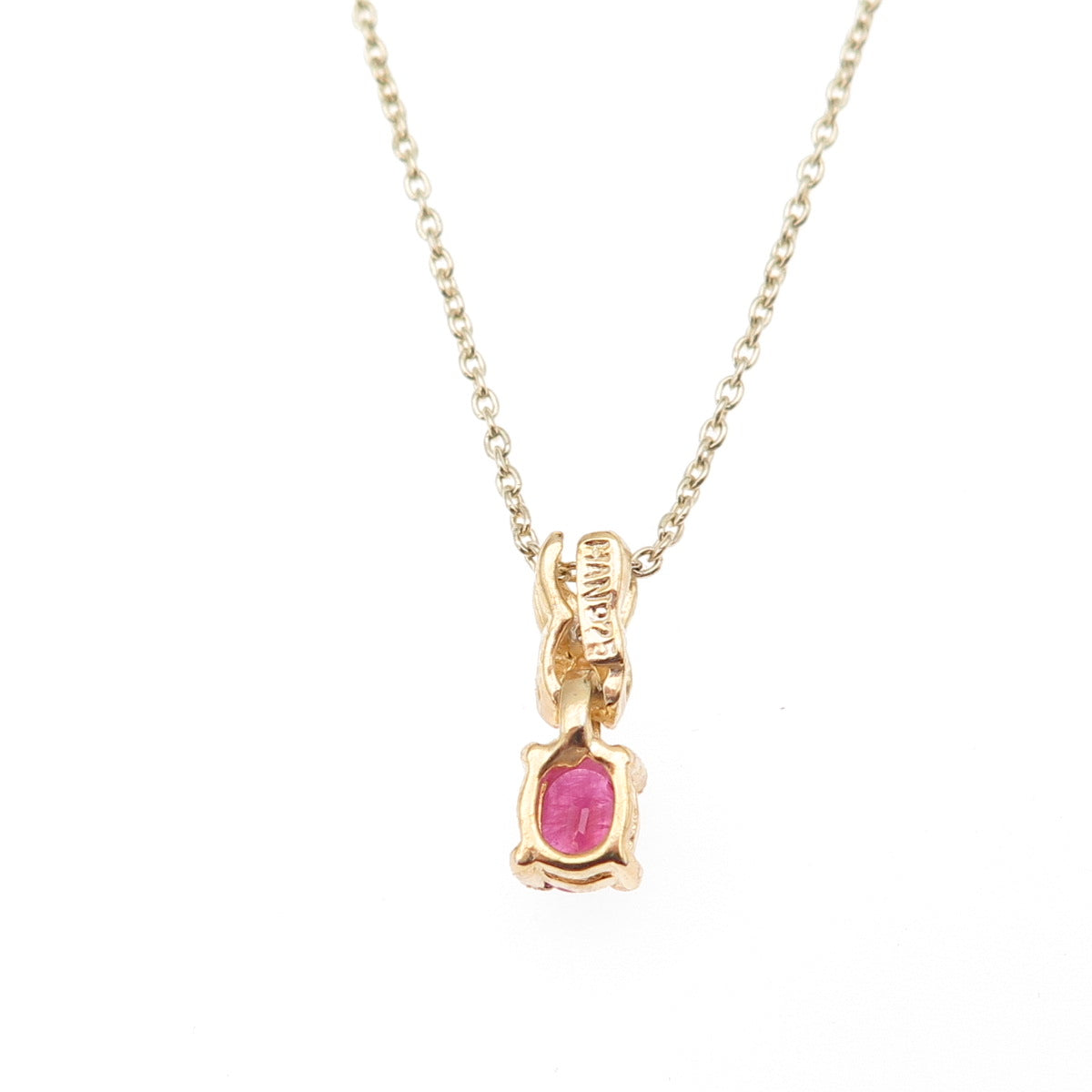 Han 925 Sterling Silver Gold Plated Real Diamond Accent Ruby Chain Necklace 18"