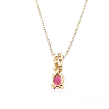 Han 925 Sterling Silver Gold Plated Real Diamond Accent Ruby Chain Necklace 18"