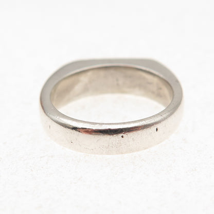 925 Sterling Silver Vintage Striped Oxidized Signet Ring Size 6.5