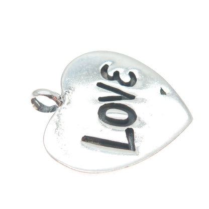 925 Sterling Silver Vintage Love Heart Tag Minimalist Charm Pendant