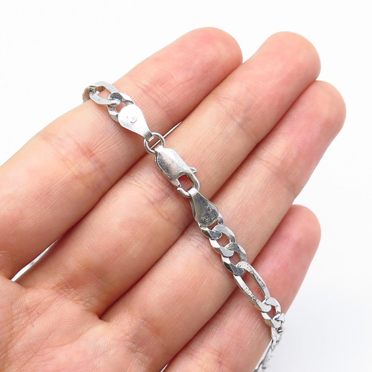 925 Sterling Silver Italy Figaro Chain Necklace 24"