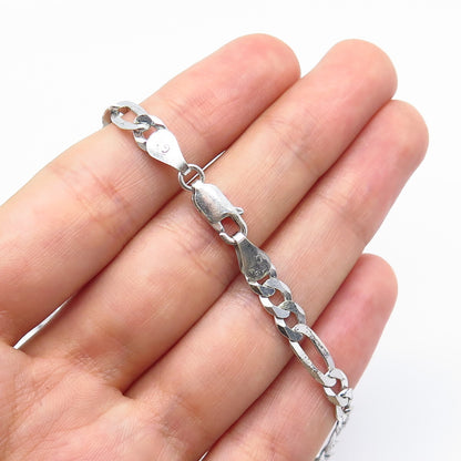 925 Sterling Silver Italy Figaro Chain Necklace 24"