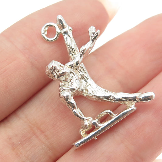 925 Sterling Silver Vintage Athlete / Gymnast 3D Pendant