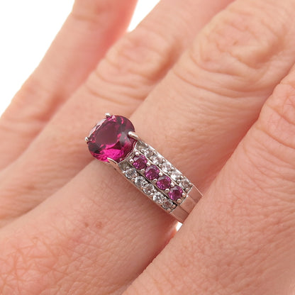 Dee Berkle 925 Sterling Silver Real Amethyst & White Topaz Ring Size 7
