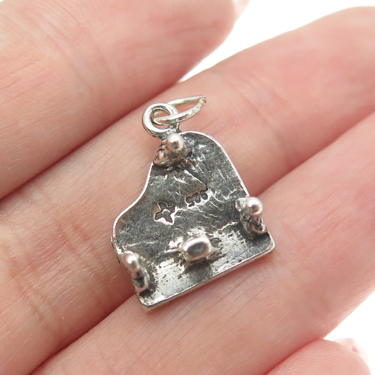 SUN WEST 925 Sterling Silver Vintage Grand Piano 3D Charm Pendant