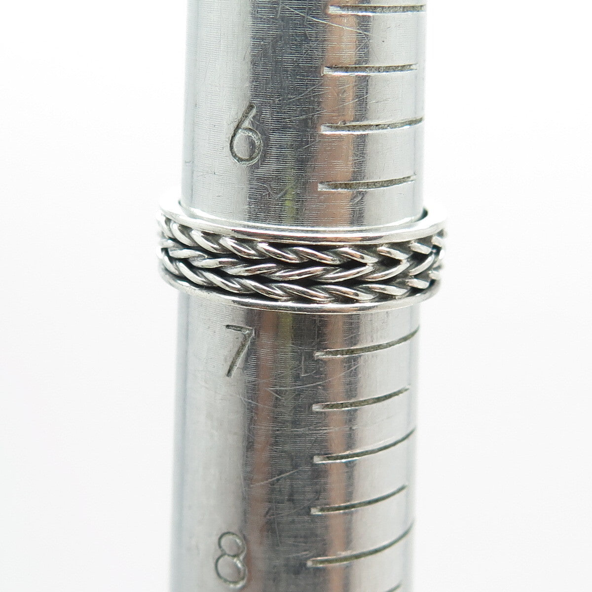 925 Sterling Silver Vintage Wheat Link Oxidized Band Ring Size 6.75