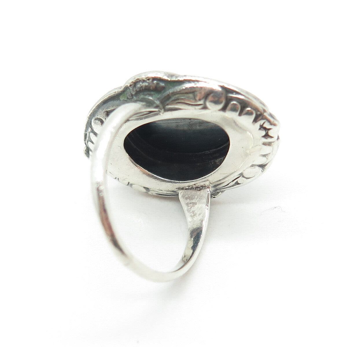 UNCAS 925 Sterling Silver Antique Real Hematite & Marcasite Gem Ring Size 6.25