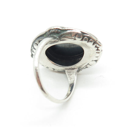 UNCAS 925 Sterling Silver Antique Real Hematite & Marcasite Gem Ring Size 6.25
