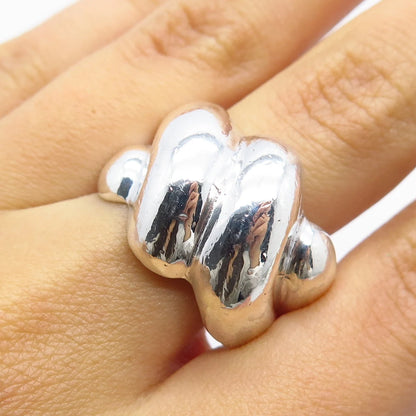 925 Sterling Silver Vintage Ribbed Ring Size 9.75