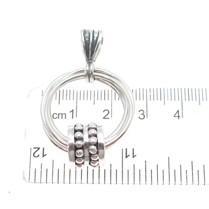 925 Sterling Silver Vintage Modernist Interlocked Circle Beaded Charm Pendant