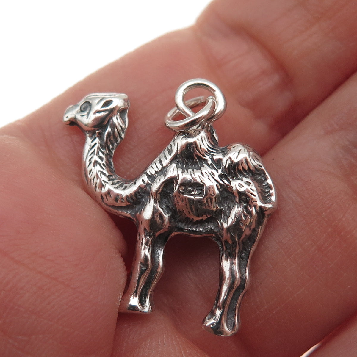 925 Sterling Silver Vintage Camel Oxidized Mini Charm Pendant