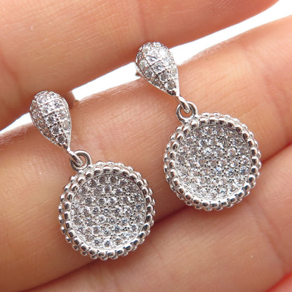PRIZM 925 Sterling Silver Round-Cut C Z Disc Drop Earrings