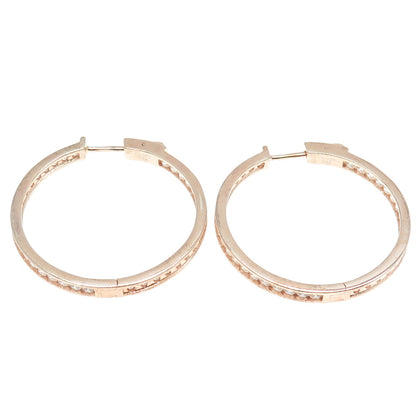 925 Sterling Silver Rose Gold Plated Round-Cut C Z In & Out Hoop Earrings