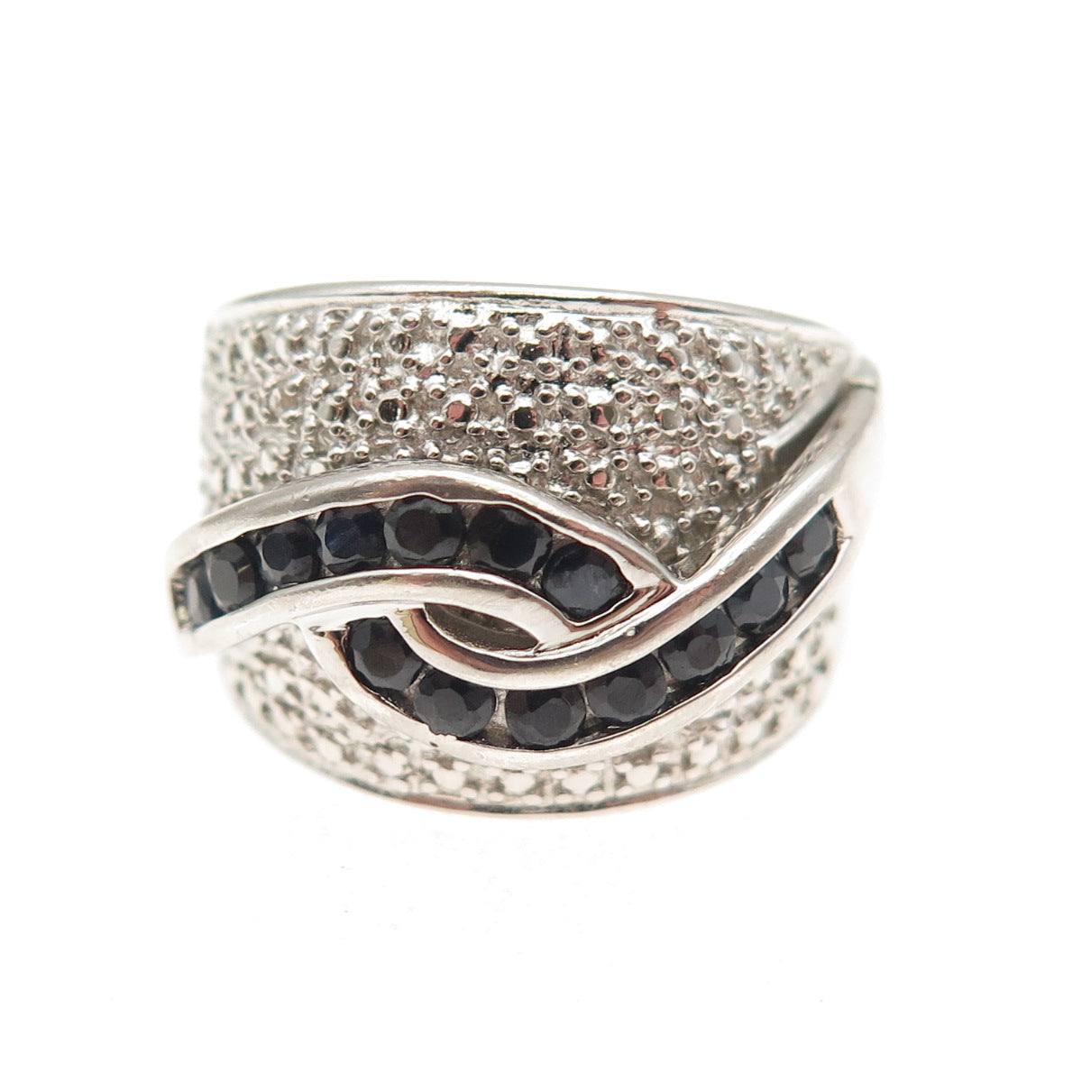 Ross Simons 925 Sterling Silver Real Diamond Accent & Sapphire Ring Size 6.25