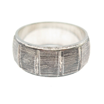 LOTUS 999 Fine Silver Vintage Panel Oxidized Band Ring Size 7