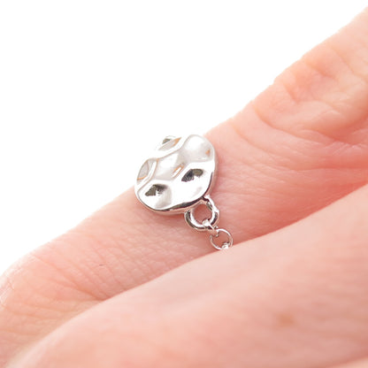 925 Sterling Silver Hammered Disc Chain Link Ring Size 6