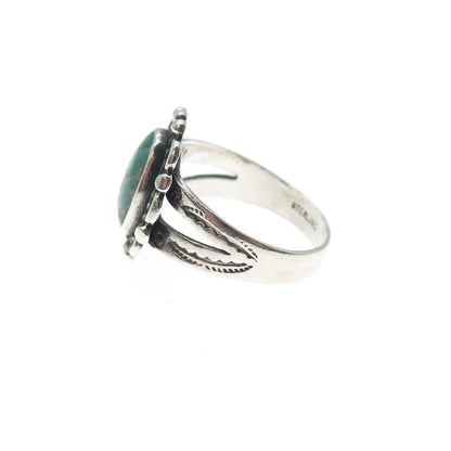 Old Pawn 925 Sterling Silver Vintage Southwestern Kingman Turquoise Ring Size 5