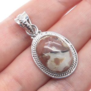 925 Sterling Silver Vintage Real Agate Charm Pendant