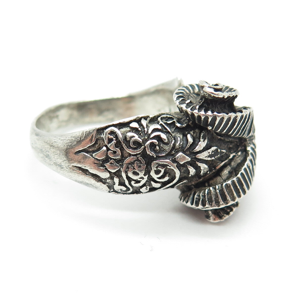 925 Sterling Silver Vintage M65 Aries Zodiac Oxidized Adjustable Ring Size 7.75
