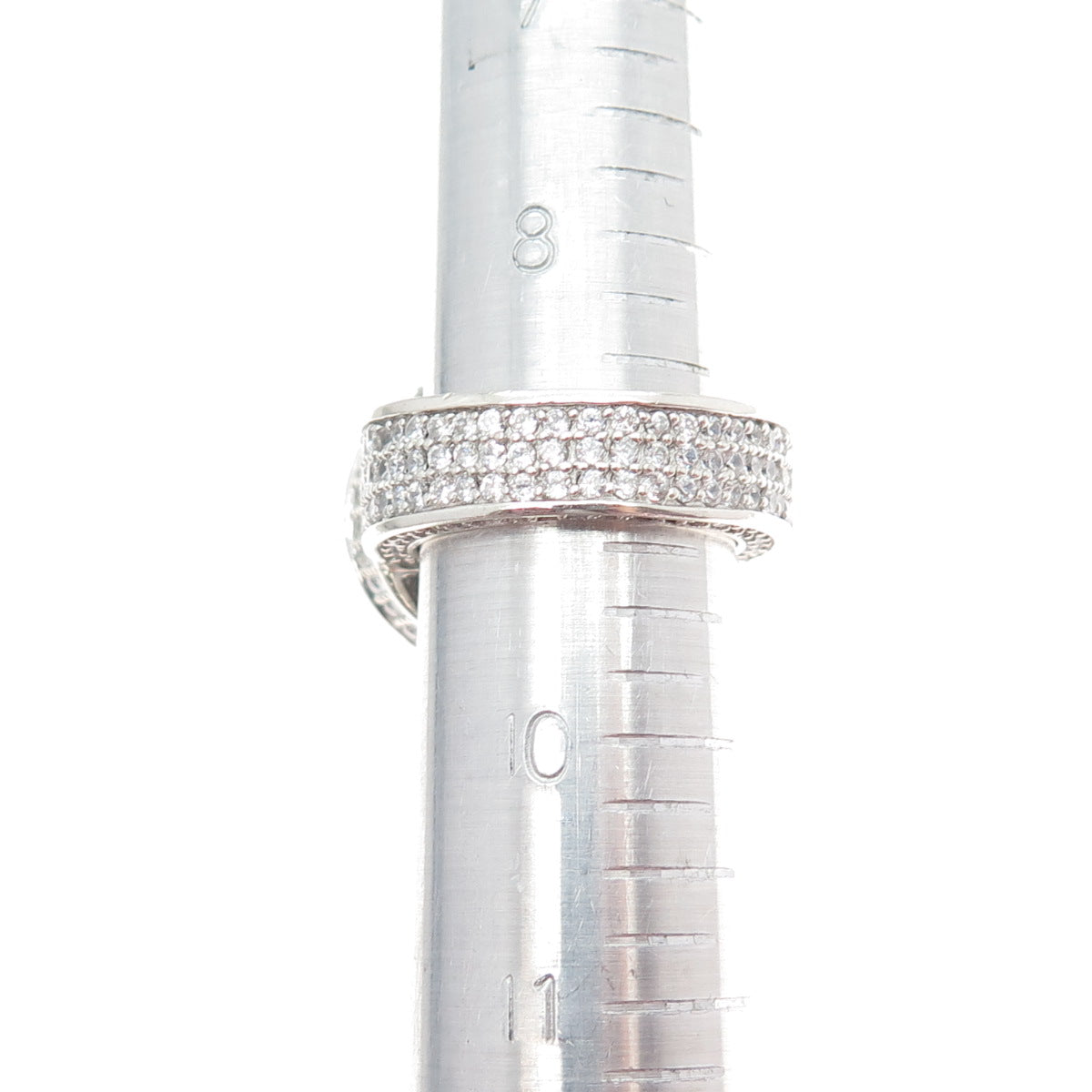 925 Sterling Silver Round-Cut C Z Statement Ring Size 9.25