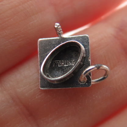925 Sterling Silver Vintage 1957 Graduation Hat Minimalist 3D Charm Pendant