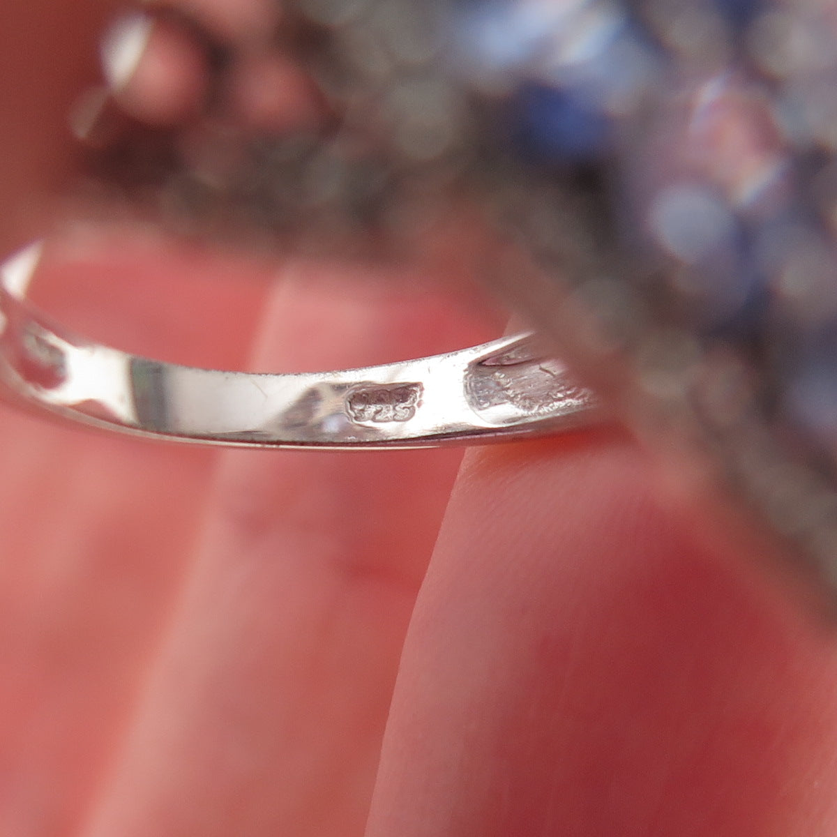 Chuck Clemency 925 Sterling Silver Real Tanzanite & White Topaz Ring Size 8.25