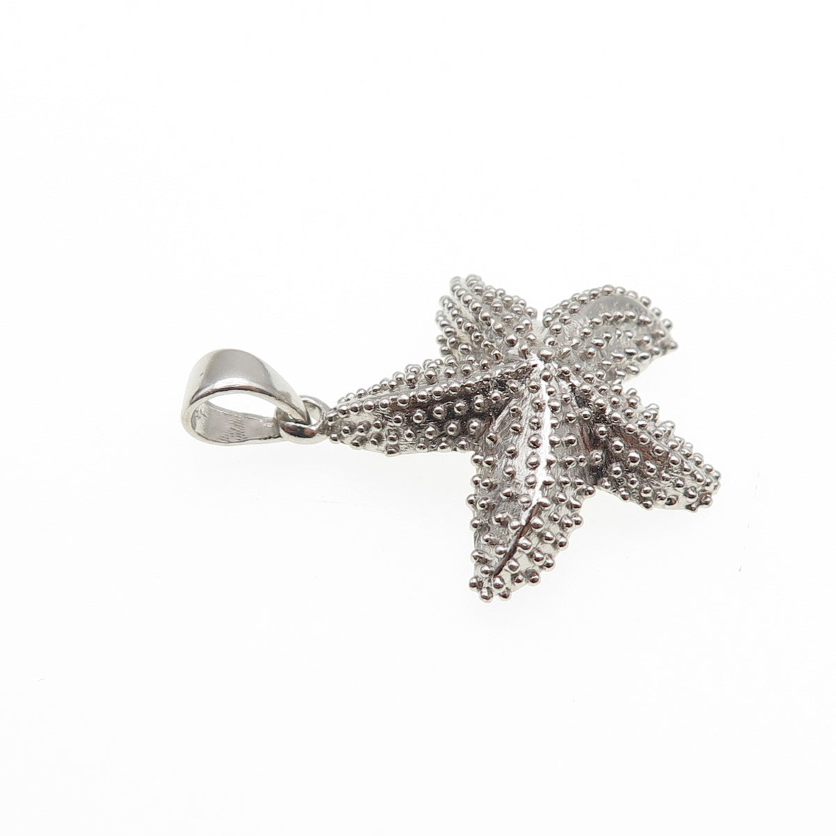 925 Sterling Silver Starfish Granulated Charm Pendant