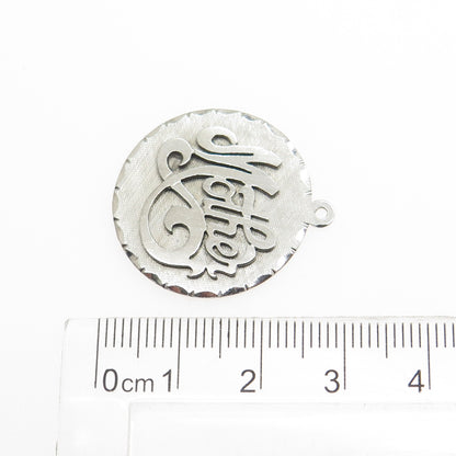 CROWN 925 Sterling Silver Vintage "Mother" Textured Round Pendant