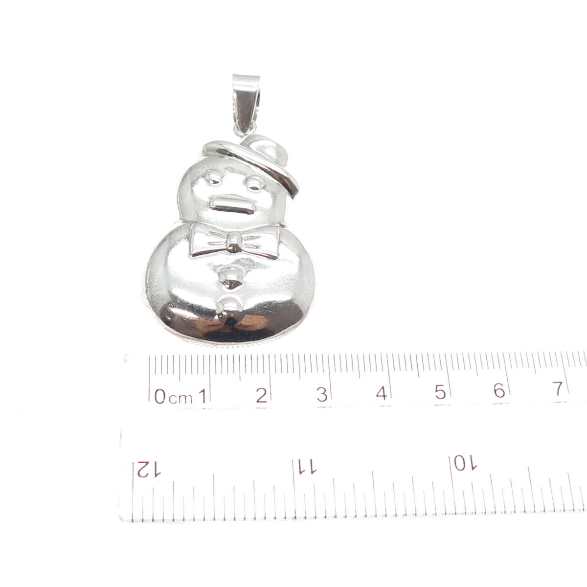 925 Sterling Silver Vintage Snowman Puffy Pendant