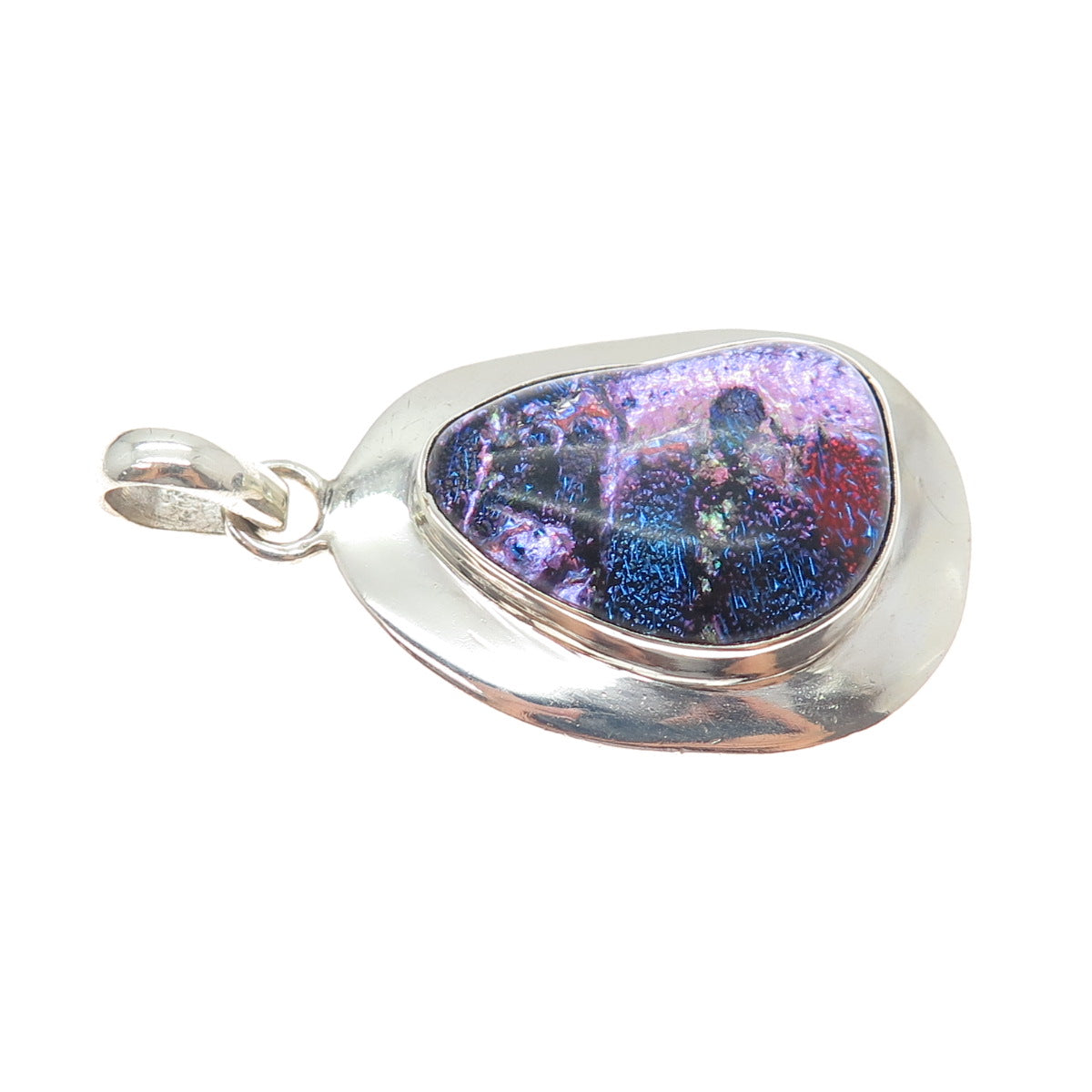 925 Sterling Silver Vintage Dichroic Glass Modernist Charm Pendant